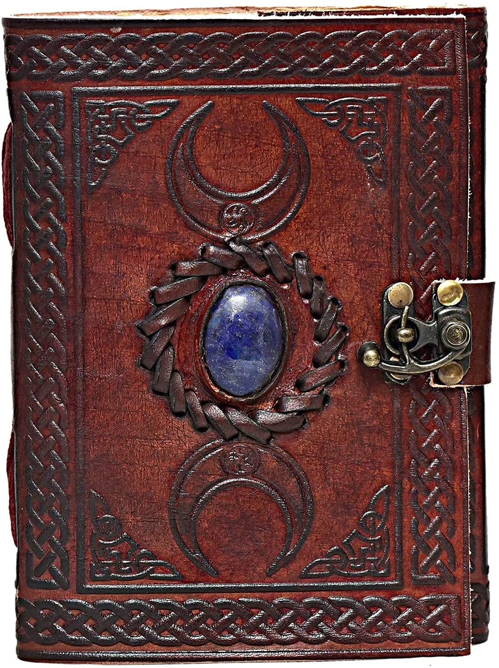 Tripple Moon Blue Lapiz Embossed Vintage Leather Journal