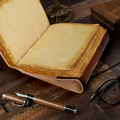 Tripple Moon Blue Lapiz Embossed Vintage Leather Journal