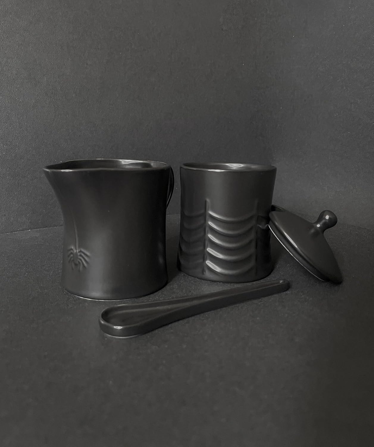 Black Spiderweb Sugar and Creamer Set