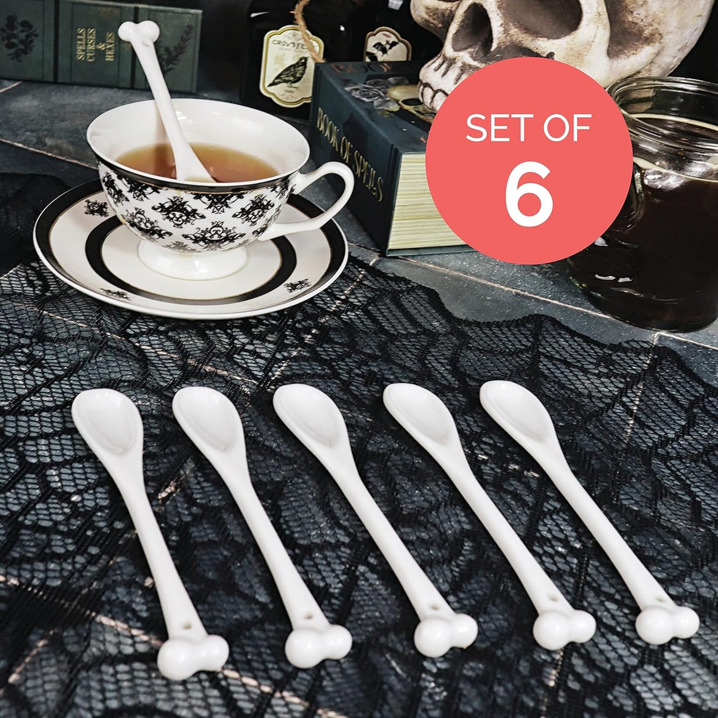 Ceramic Bone Spoons - Set of 6