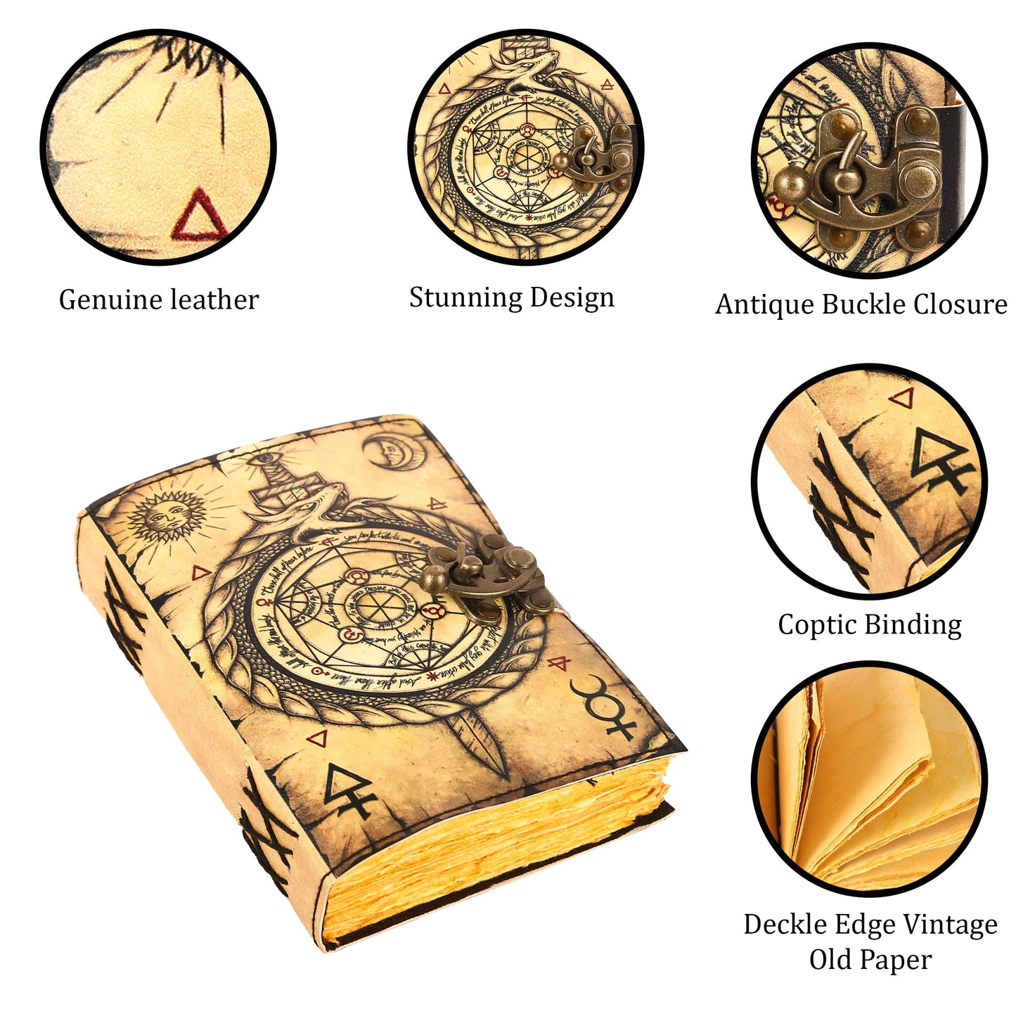 Various Designs Book of Spells Leather Bound Journal