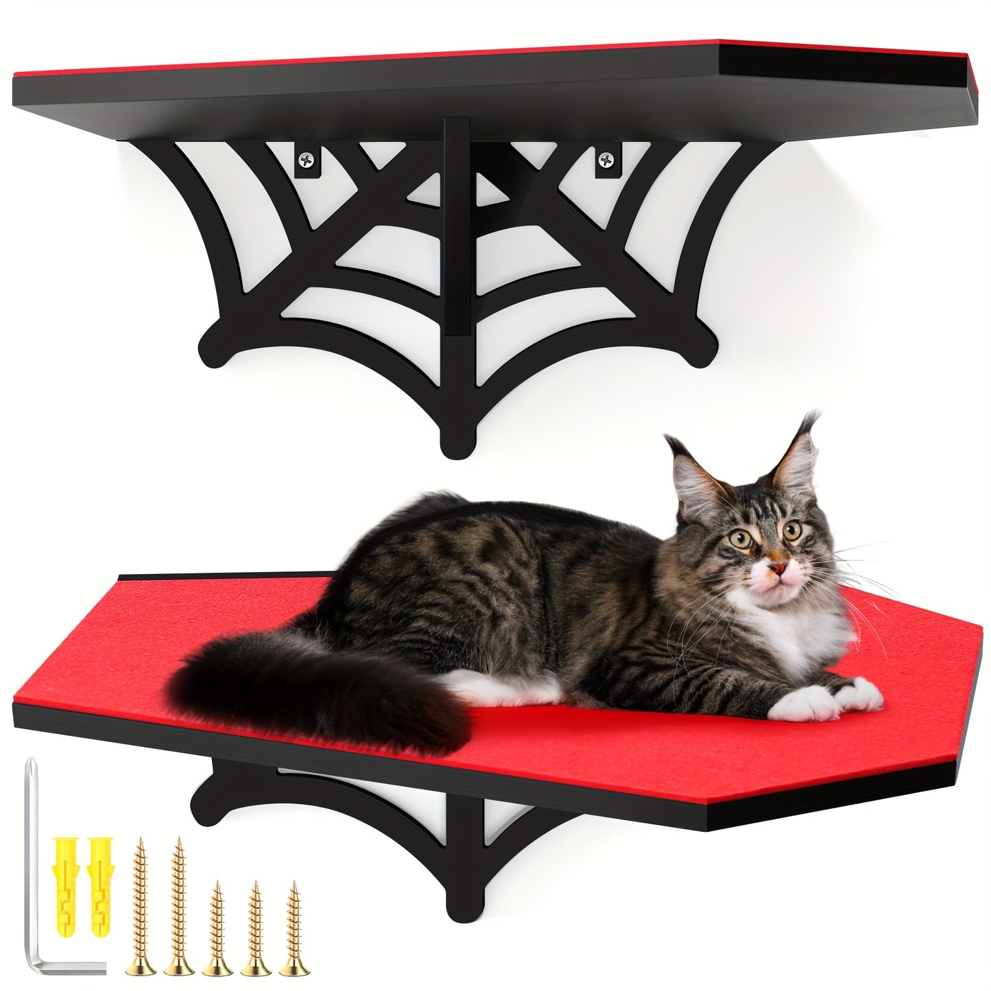 Gothic coffin spider web Wall Mounted Cat Shelf