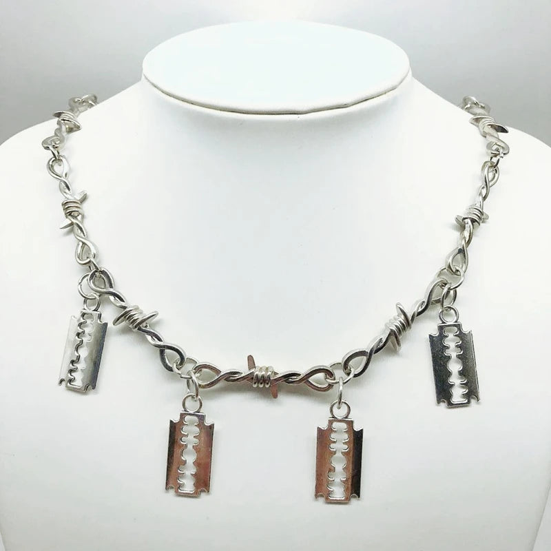 Barbed Wire Razor Necklace