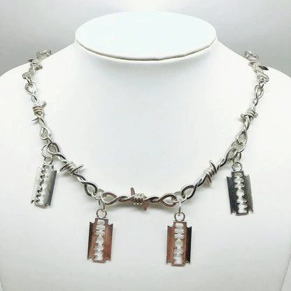 Barbed Wire Razor Necklace