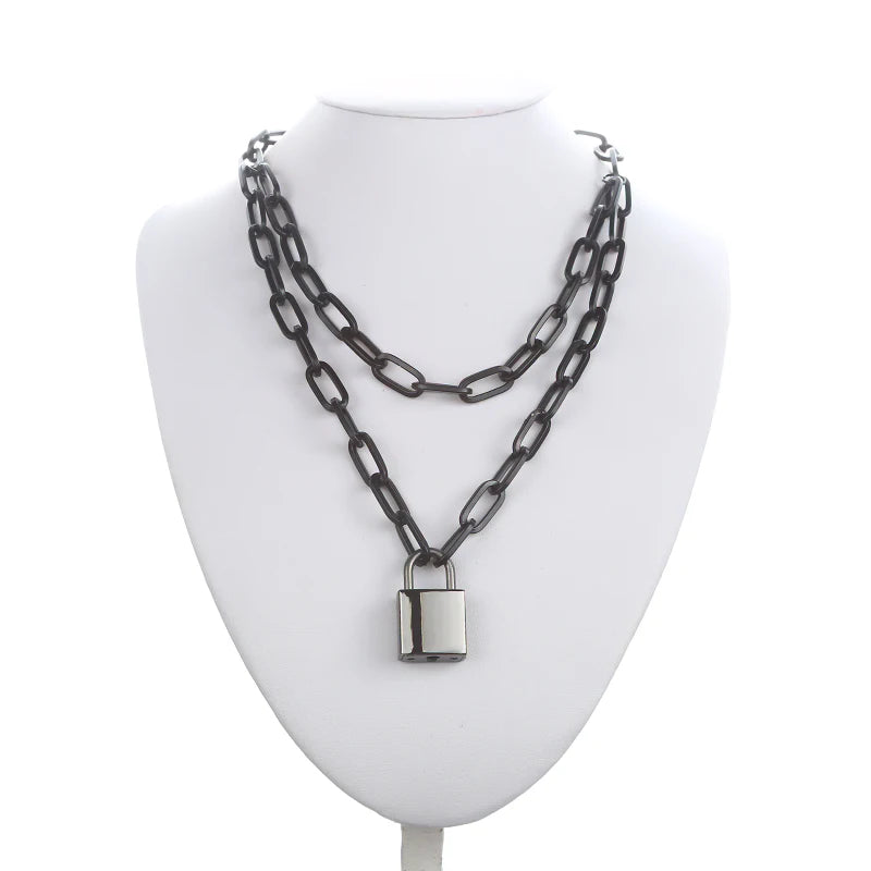 Multi-Layered Padlock Chain Necklace