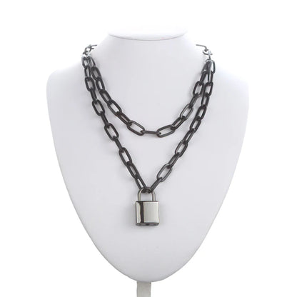 Multi-Layered Padlock Chain Necklace