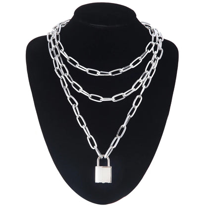 Multi-Layered Padlock Chain Necklace