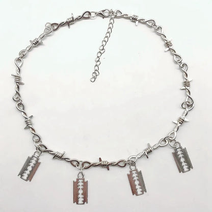 Barbed Wire Razor Necklace