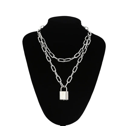 Multi-Layered Padlock Chain Necklace