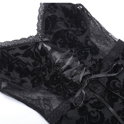 Scrappy Lace Style Black Dress