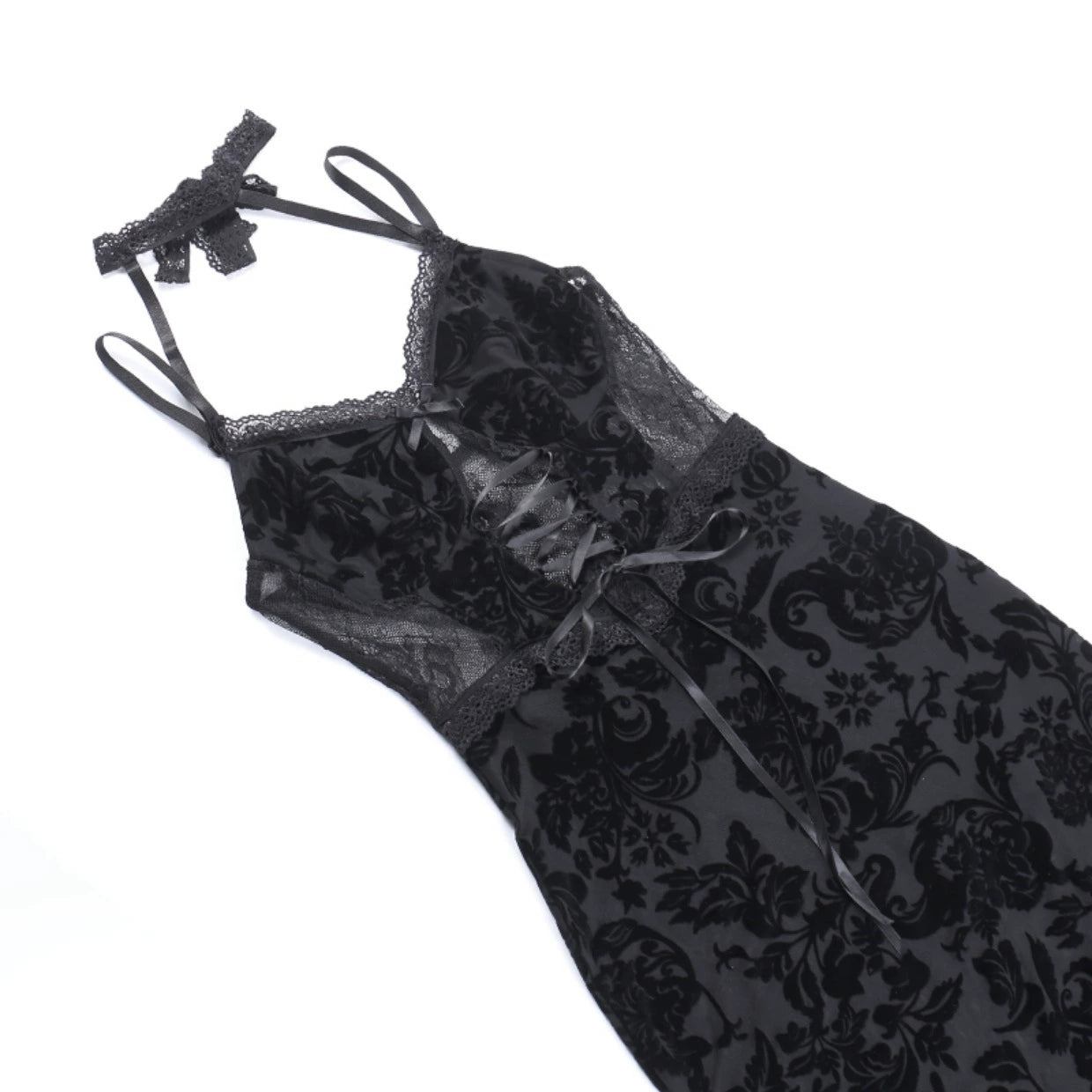 Scrappy Lace Style Black Dress