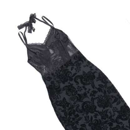 Scrappy Lace Style Black Dress