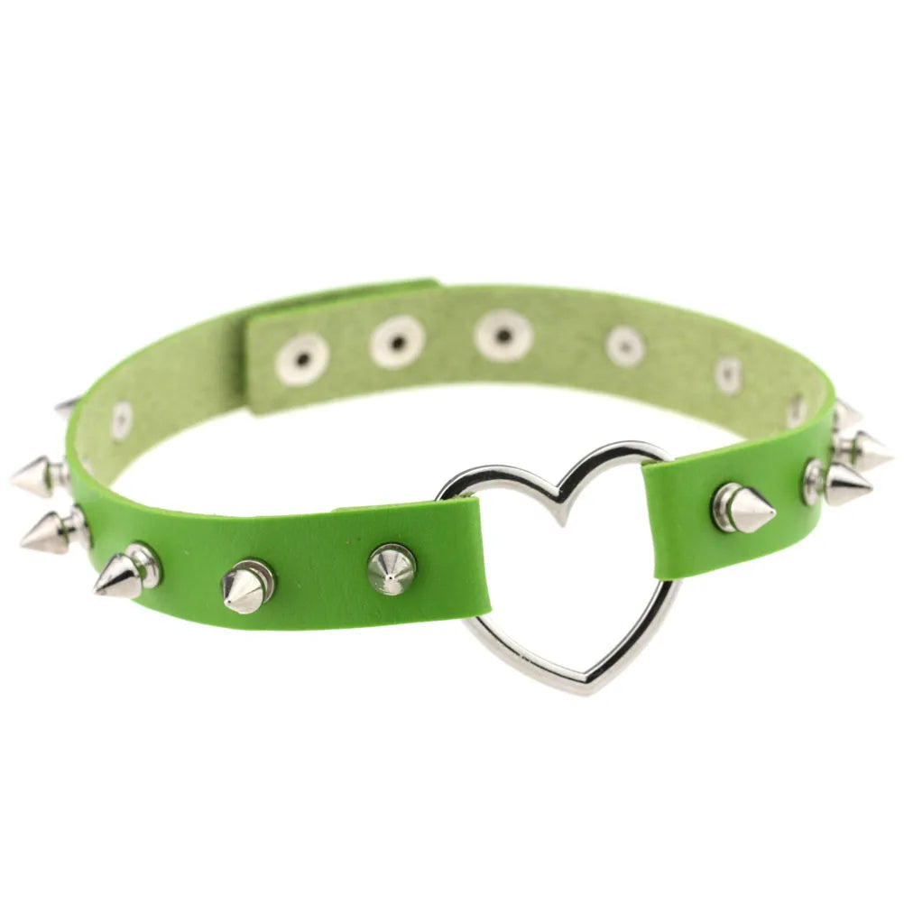 Green Gothic Punk Choker Necklaces