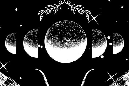 Moon Phase Dark Moth Tapestry