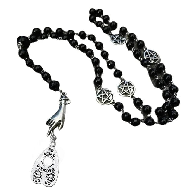 Ouija Planchette Gothic Rosary Necklace