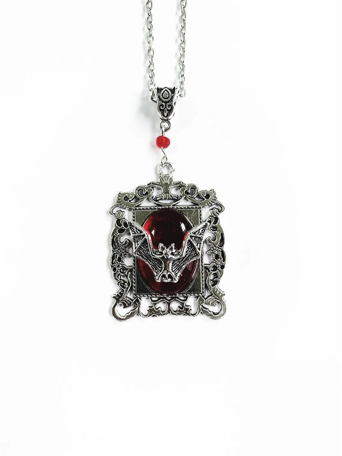 Goth Bat Cameo Pendant Necklace