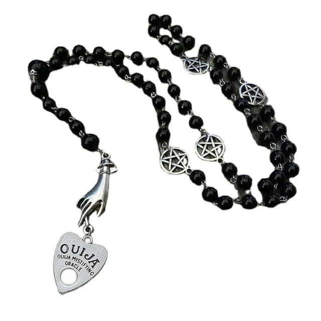 Ouija Planchette Gothic Rosary Necklace