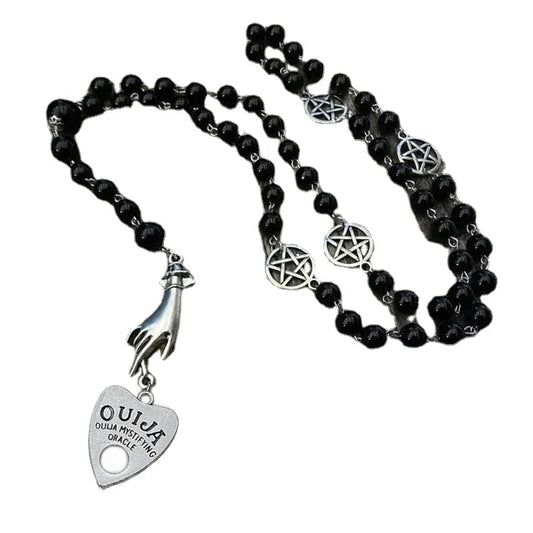 Ouija Planchette Gothic Rosary Necklace