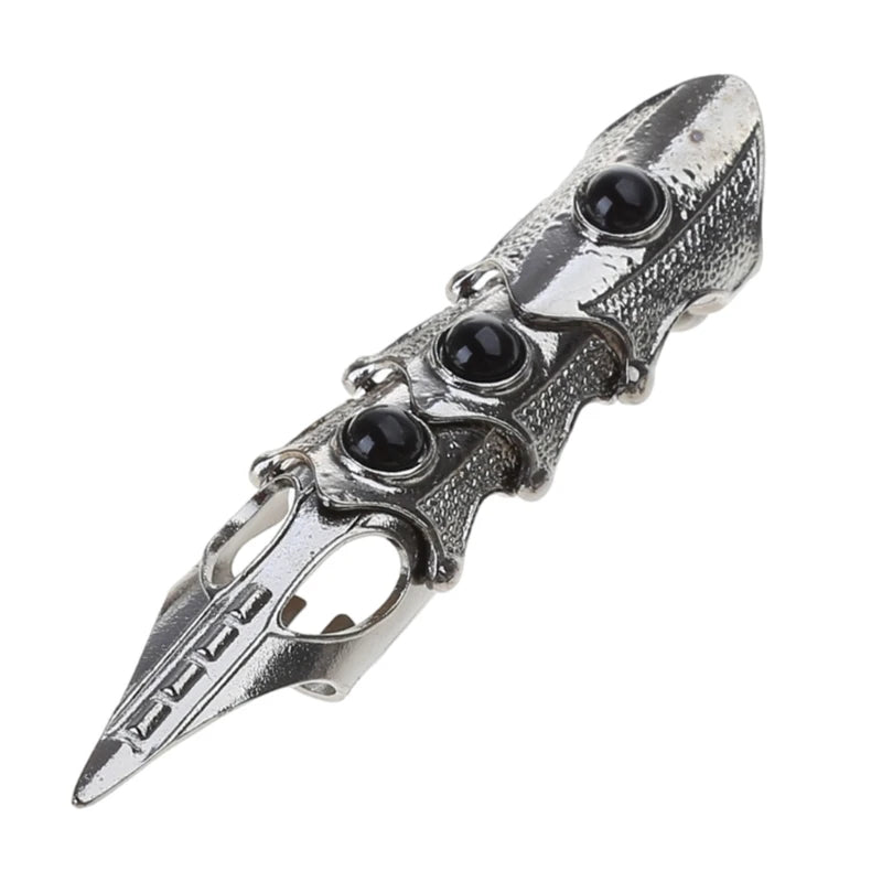 Punk Black Skeleton Full Finger Ring