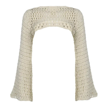 Crochet Fishnet Flare Sleeve Cover Up