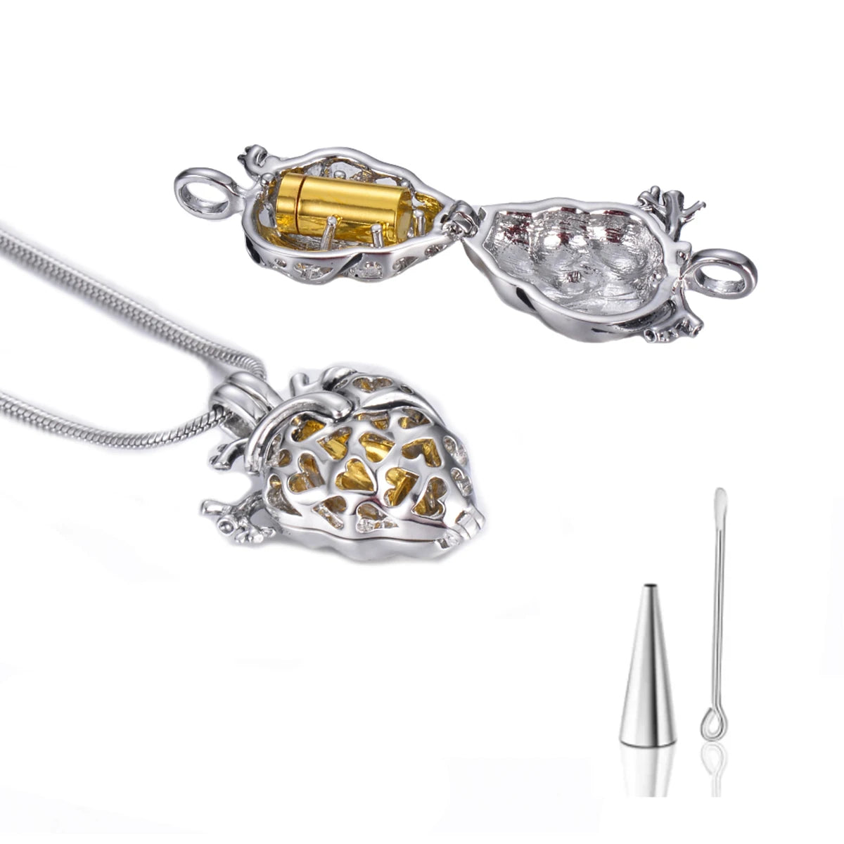 Anatomical Heart Cremation Necklace