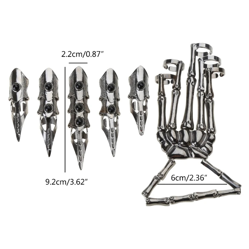 Punk Black Skeleton Full Finger Ring