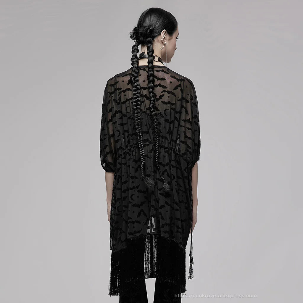 Nocturnal Creature Mesh Tassel Cover Up