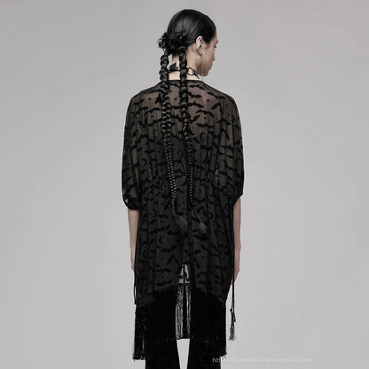 Nocturnal Creature Mesh Tassel Cover Up