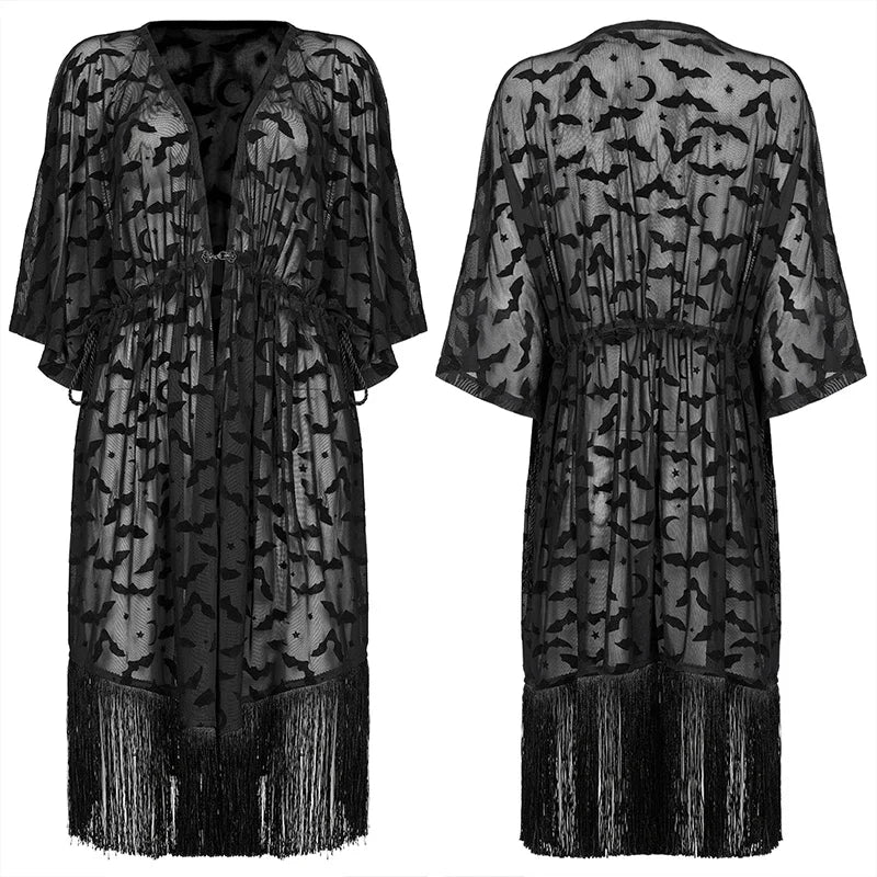 Nocturnal Creature Mesh Tassel Cover Up