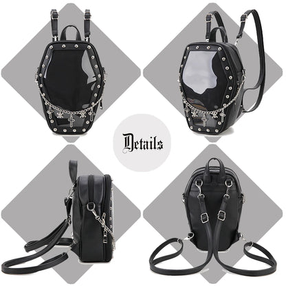 Death Collector Coffin Enamel Pin Collector Bag/Backpack With or Without Wings and Chain