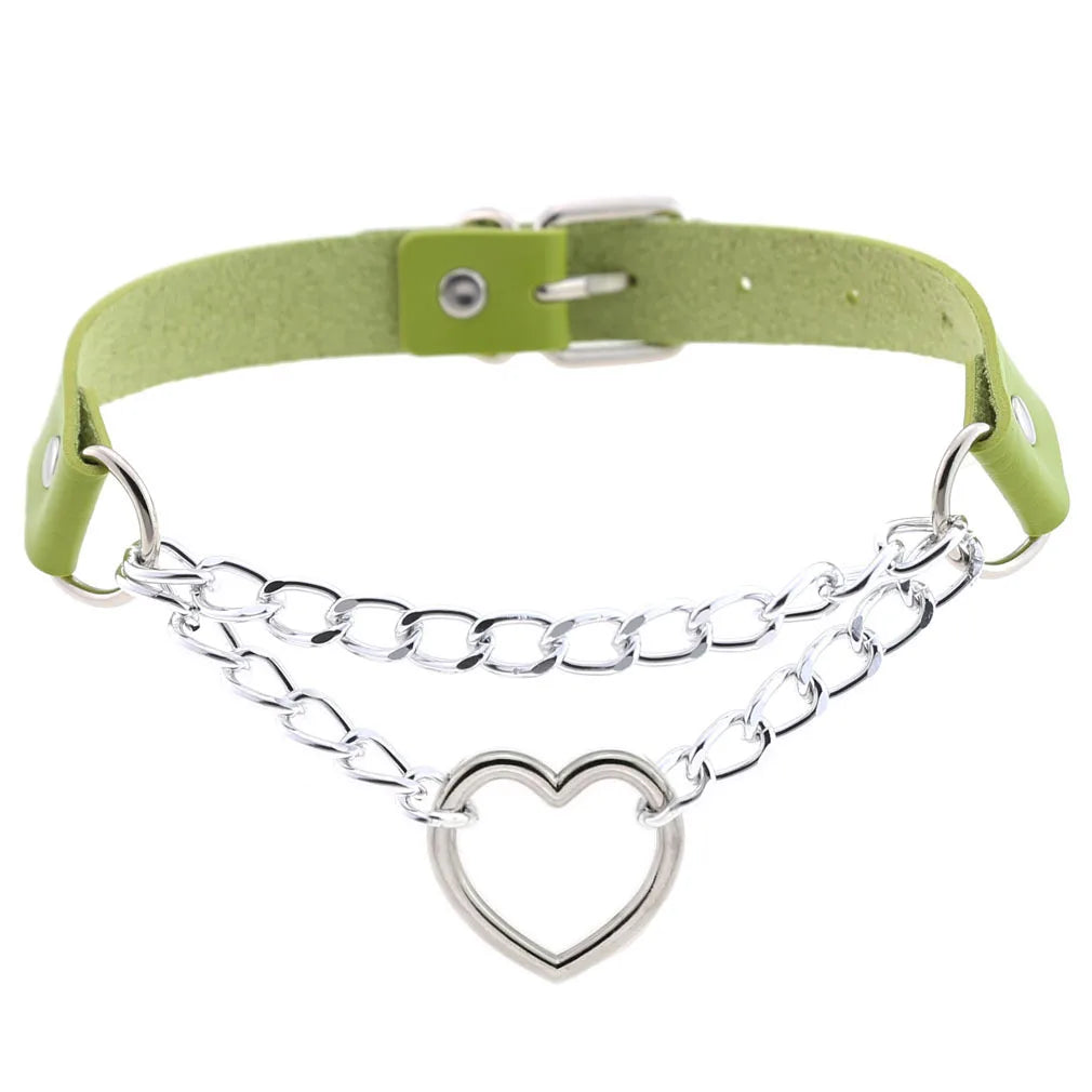 Green Gothic Punk Choker Necklaces