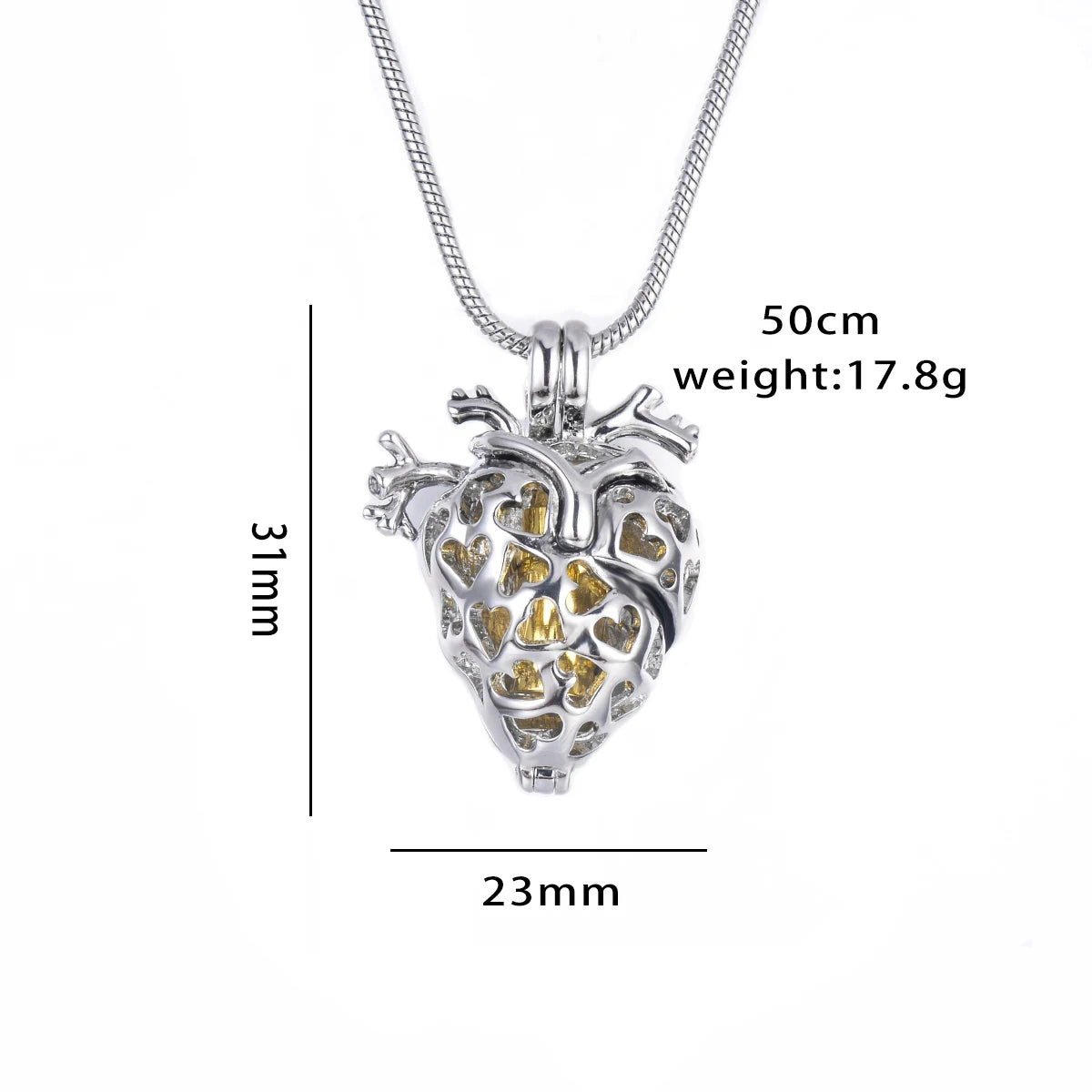 Anatomical Heart Cremation Necklace