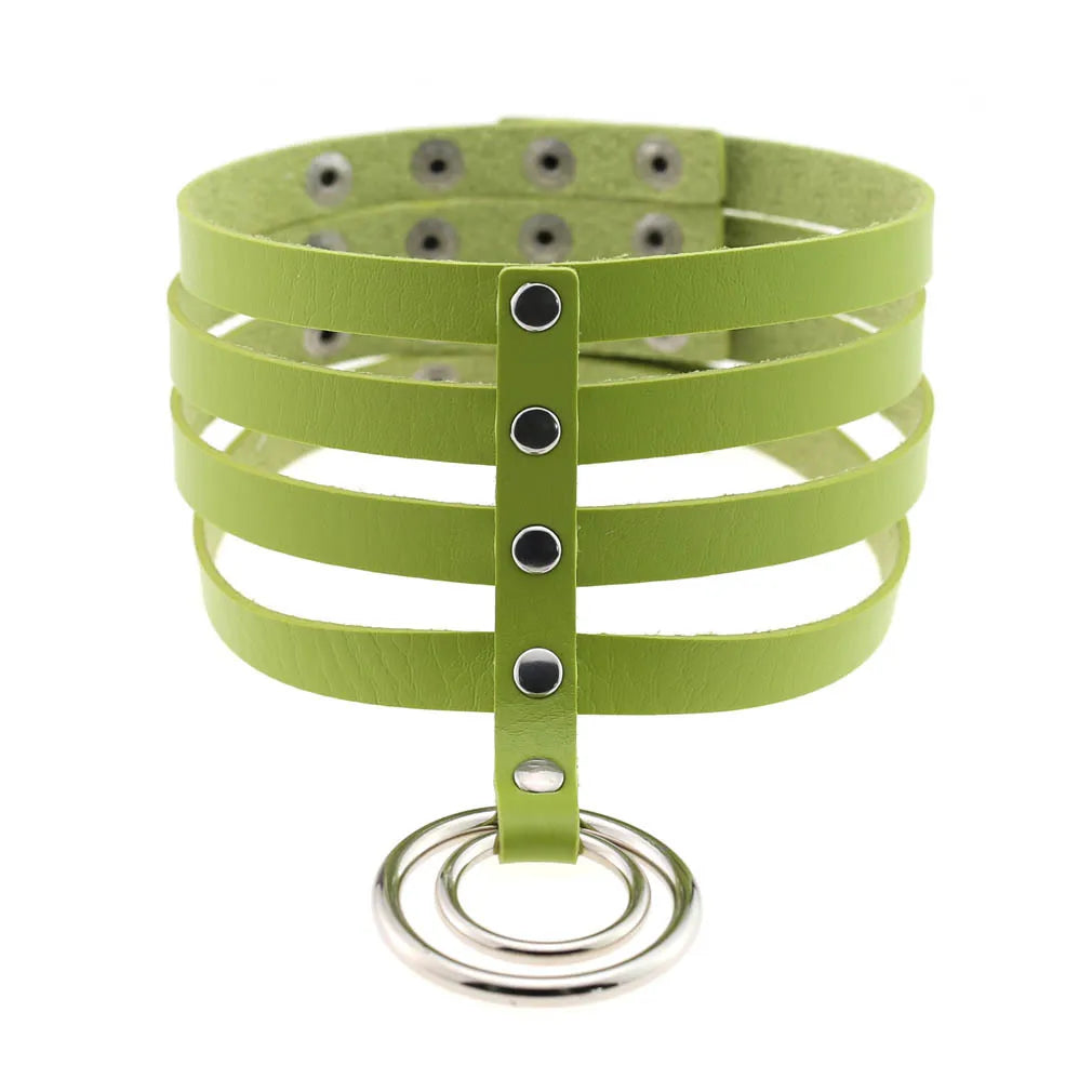 Green Gothic Punk Choker Necklaces
