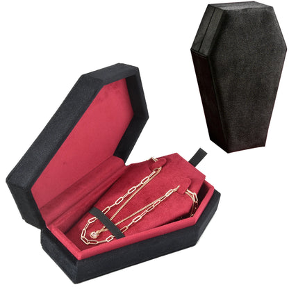 Velvet Coffin Shape Jewelry Box