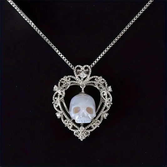 Pearl Skull Pendant Necklace