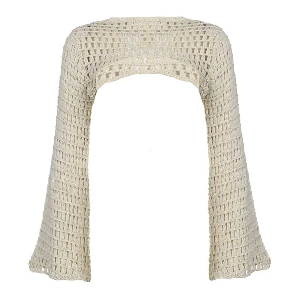 Crochet Fishnet Flare Sleeve Cover Up