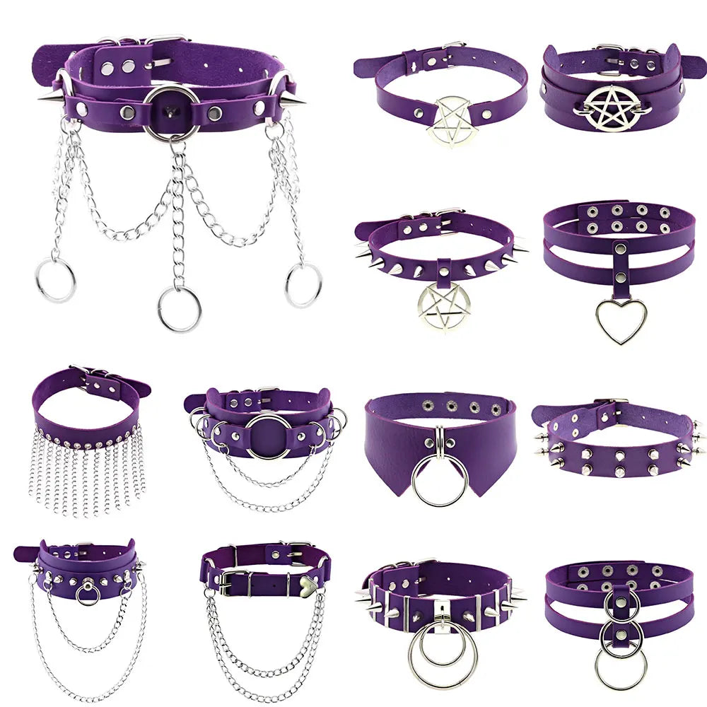 Purple Punk Choker Necklace