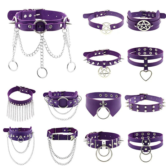 Purple Punk Choker Necklace