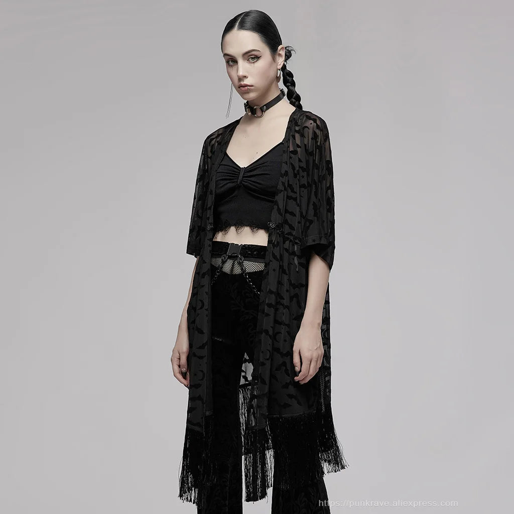 Nocturnal Creature Mesh Tassel Cover Up