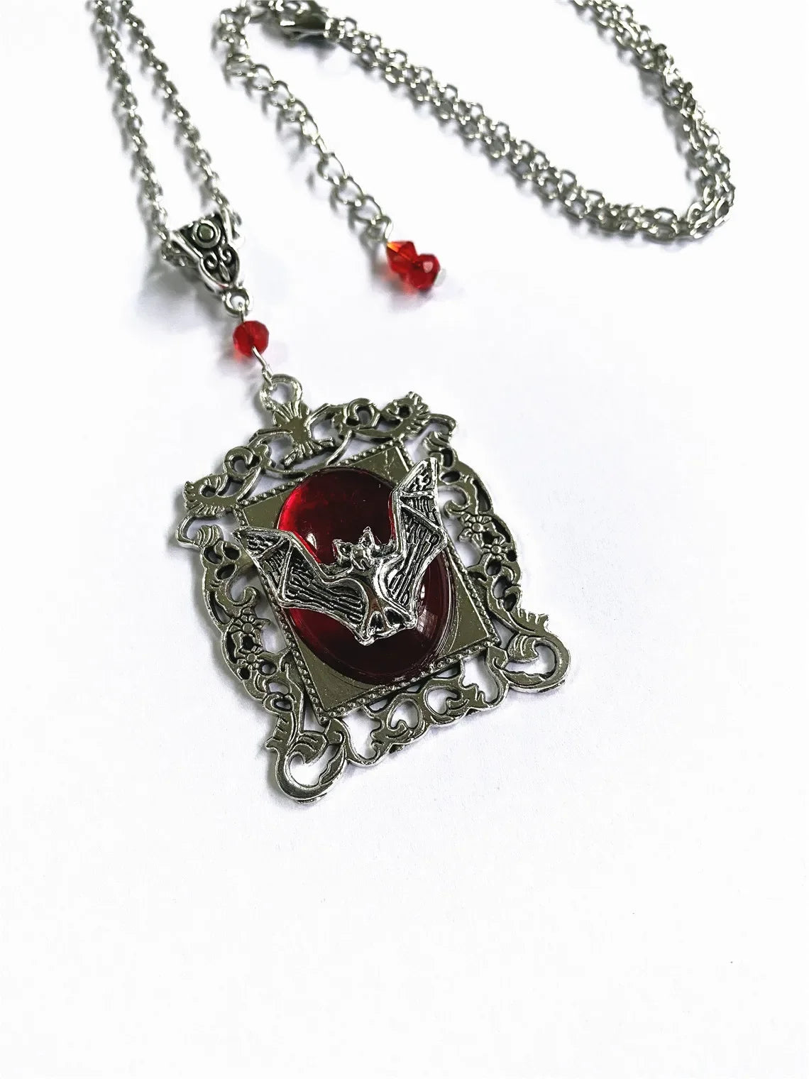Goth Bat Cameo Pendant Necklace