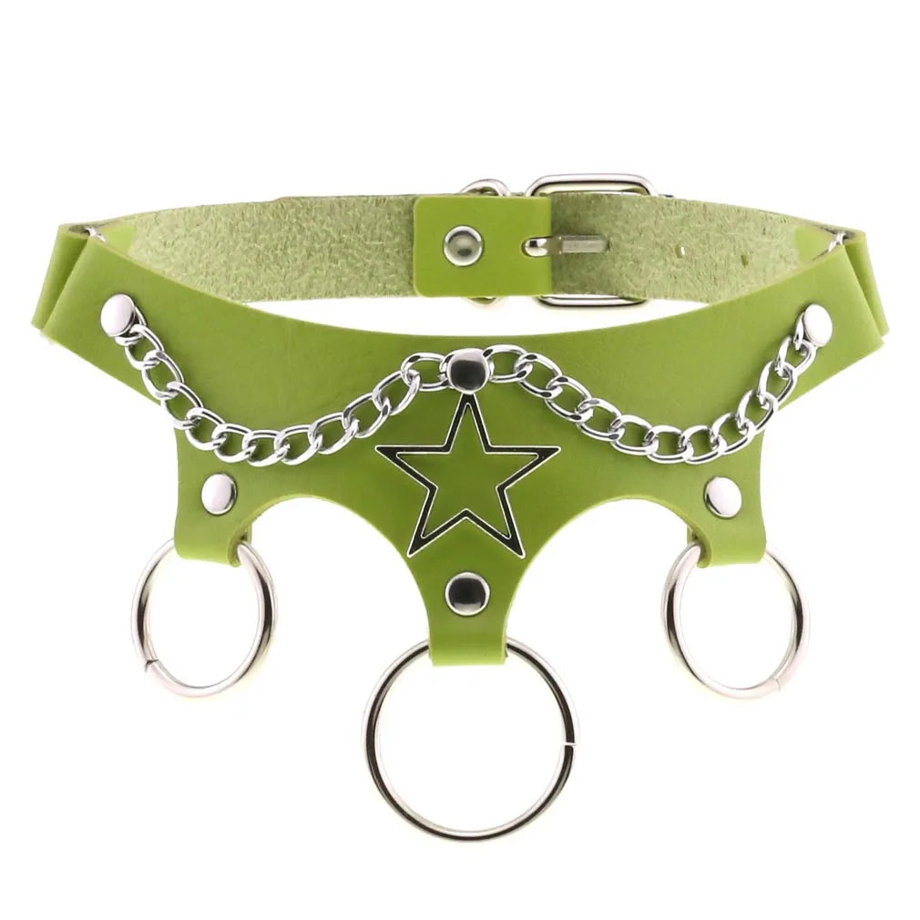 Green Gothic Punk Choker Necklaces