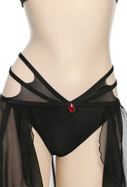 Pentagram Mesh Top and Bottom Two Piece Swimsuit