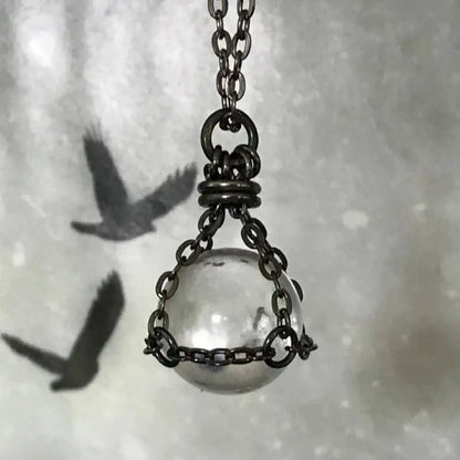 Clear Quartz Crystal Ball Necklace