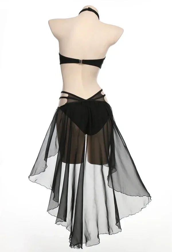 Pentagram Mesh Top and Bottom Two Piece Swimsuit