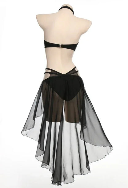 Pentagram Mesh Top and Bottom Two Piece Swimsuit