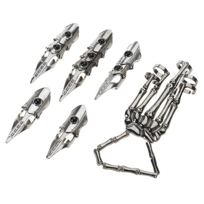 Punk Black Skeleton Full Finger Ring