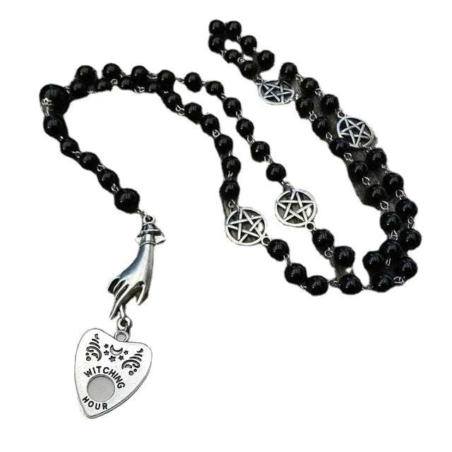 Ouija Planchette Gothic Rosary Necklace
