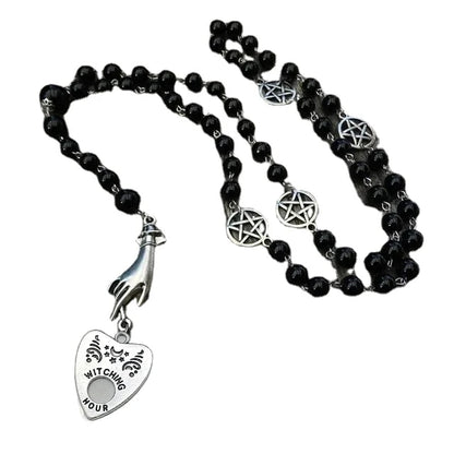Ouija Planchette Gothic Rosary Necklace