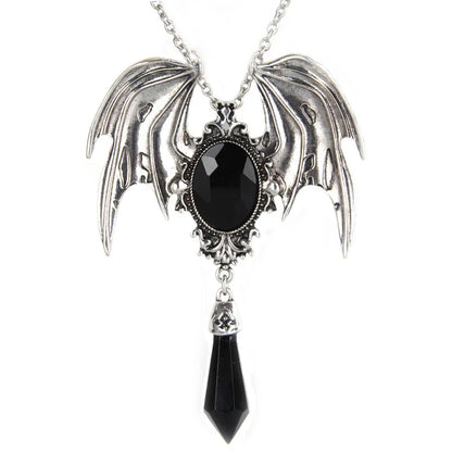 Goth Bat Wings Zircon Necklace