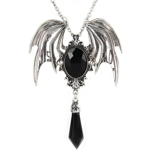 Goth Bat Wings Zircon Necklace